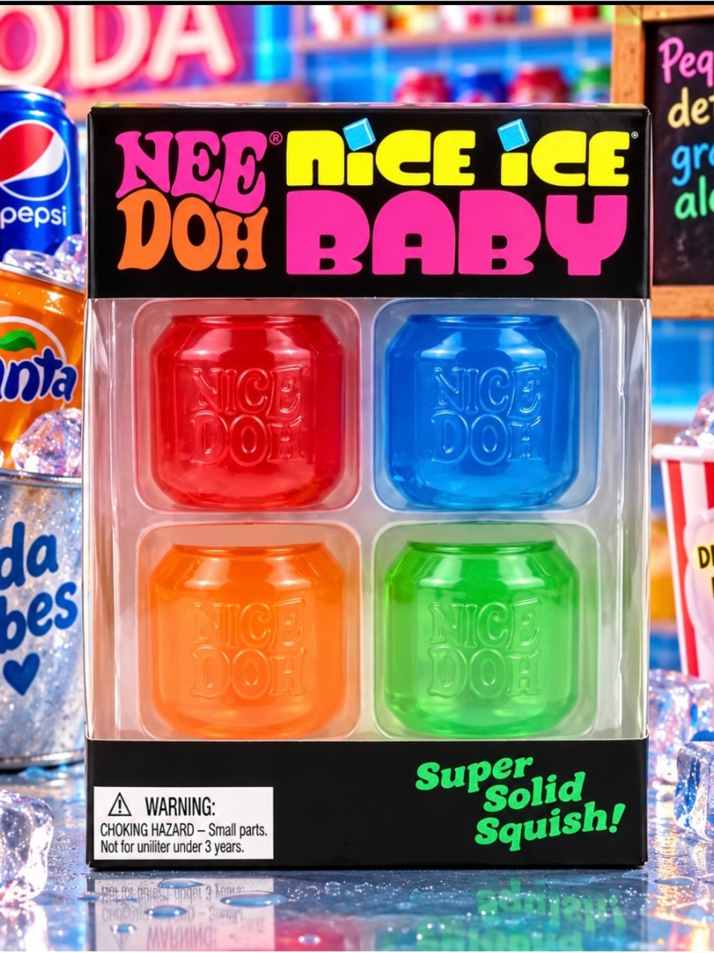 Ice Baby Super Solid Squish 4-Pack - Red, Blue, Orange, Green